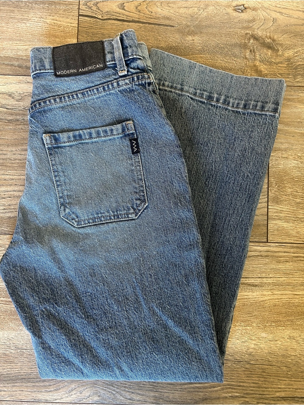 Modern American Farrah Utility Women's Cropped Blue Denim Jeans Wide Leg